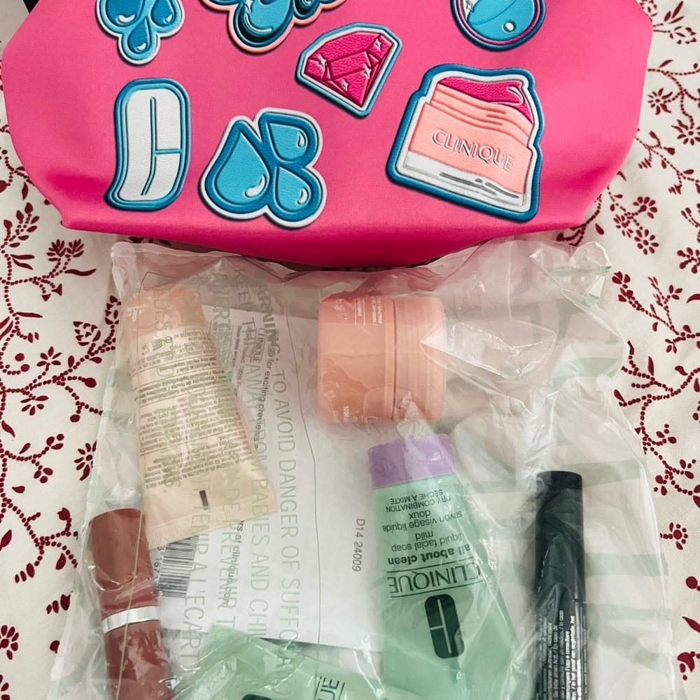 Clinique Pink Bag with Skincare Essentials